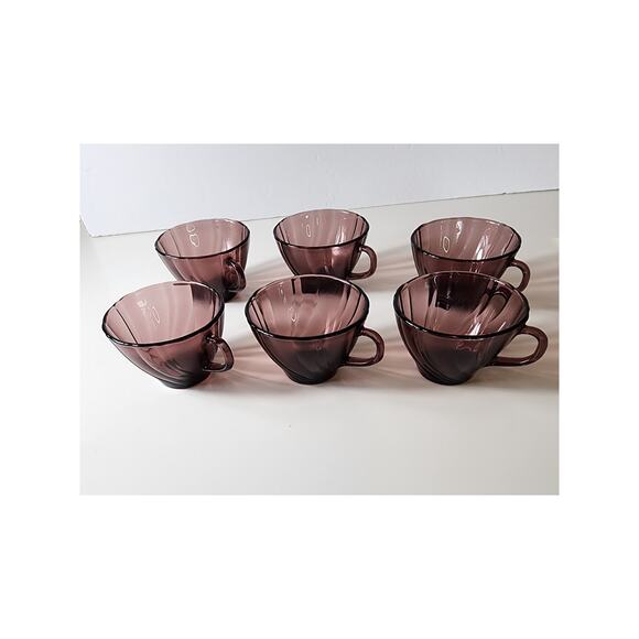 VINTAGE France Vereco Amethyst Cups - set of 6 - Picture 1 of 8
